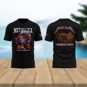 Metallica x Virginia Tech Lane Rocked T Shirt Presents For Music Lovers
